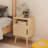 Rattan Nightstand, Side Table With Door Open Shelf,  Accent Bedside End Table With Solid Wood Legs For Bedroom, Dorm And Small Spaces