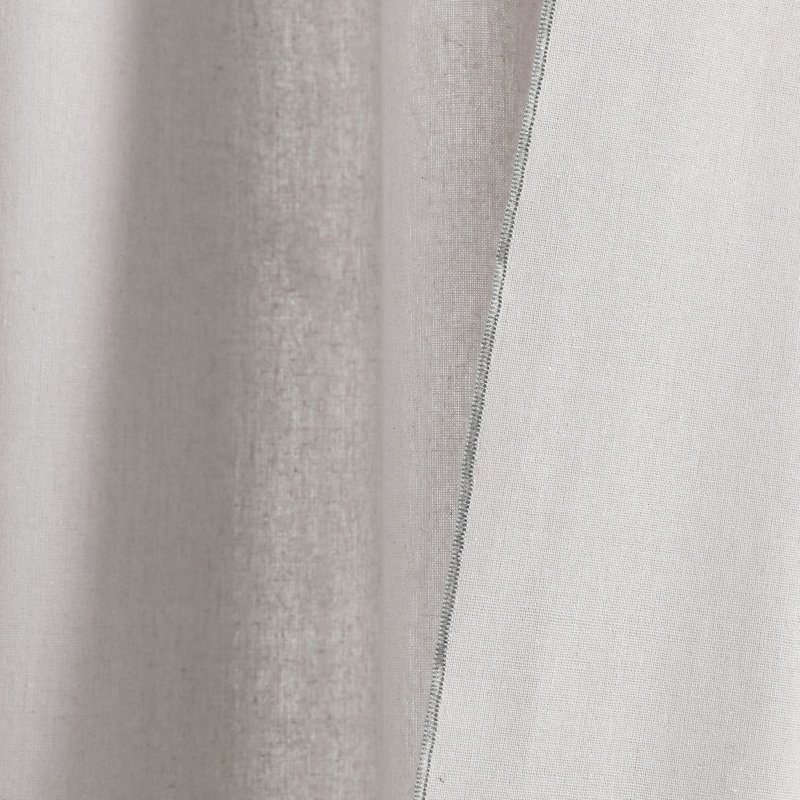 Paire de rideaux semi-transparents en coton mélangé, Gris clair