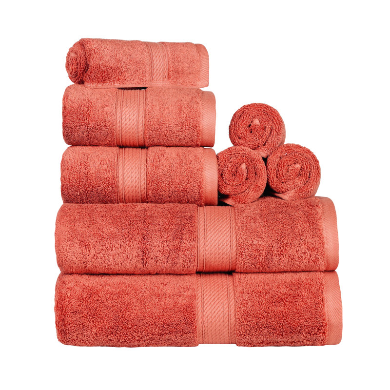 Ensemble de 8 serviettes en coton de qualité égyptienne 800 g Renata , Corail