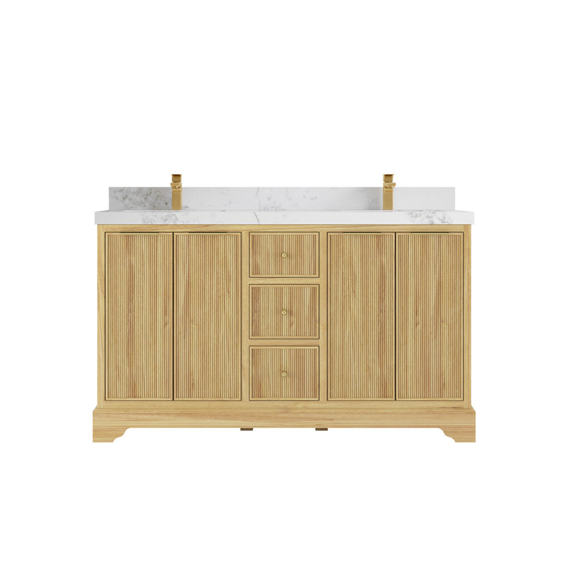 Ensemble de meuble-lavabo double 60 po, Calacatta Nuvo