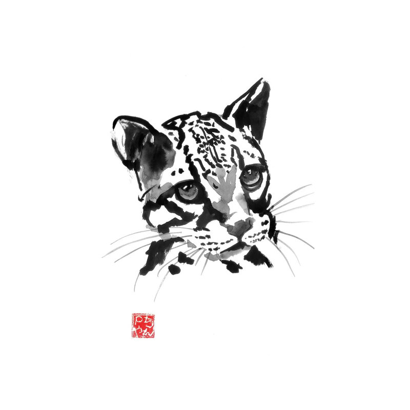 Baby Leopard by Péchane - Painting on Canvas, 66.04 cm H x 45.72 cm W x 1.91 cm D, Wrapped Canvas