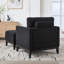 Fauteuil de style campagnard noir avec accoudoirs larges de 35,4 po avec repose-pieds et table basse réversible pour adultes de bureau
