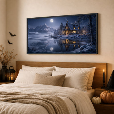 Toile enneigée au lac de lune