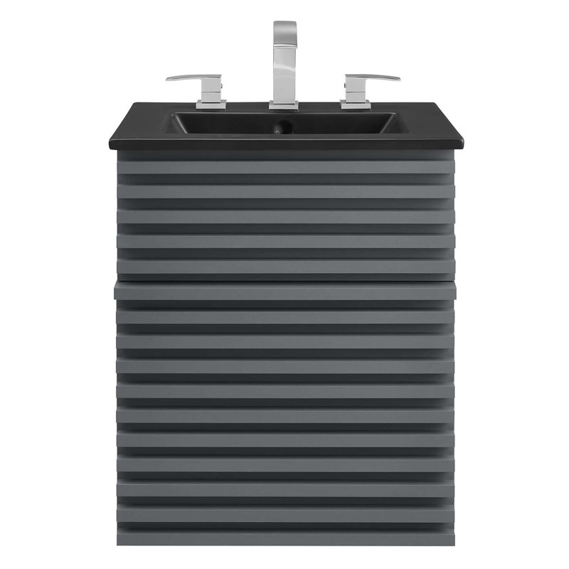 Modway Render 18" Wall-Mount Bathroom Vanity, Black, Gray