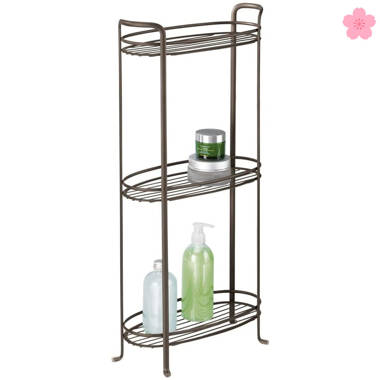 mDesign Metal 3-Tier Vertical Corner Shelf Unit for Bathroom Storage