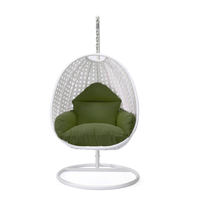Balancelle d'extérieur pour 1 personne avec support Brookstonval, support pour œuf suspendu en osier tissé à la main, structure en fer résistant aux rayons UV, méridienne de patio rembourrée pour porche, jardin, balcon et cour arrière