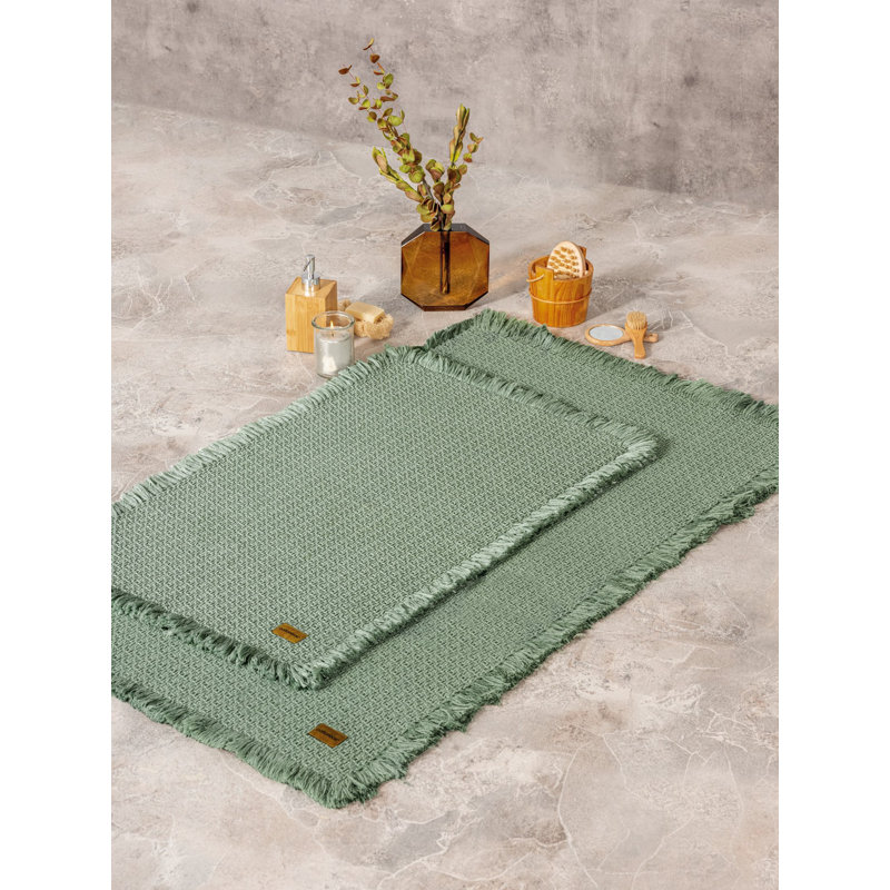 Luxurious 100% Cotton Bathmat Set (2 Pieces), Green, 29.5 x 49.2 inches & 23.6 x 35.4 inches | 1400 GSM for Ultimate Absorbency | Machine Washable, Durable, Soft & Stylish for Bathroom Décor