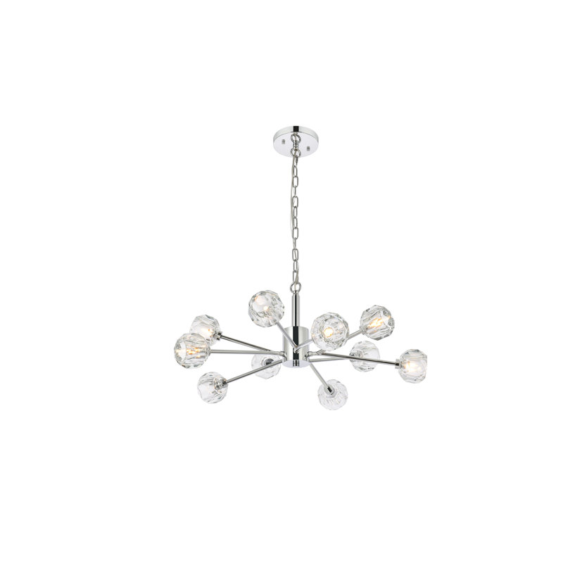 Luminaire suspendu unique à 10 lumières Bultfontein, Chrome