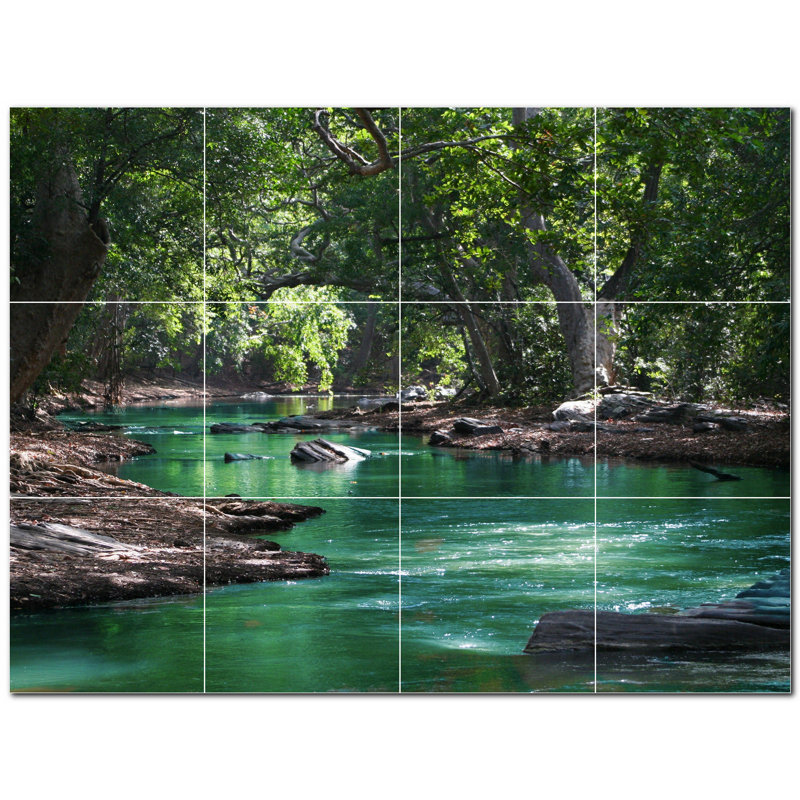 Panneau mural décoratif en céramique 12 po x 12 po River Photo