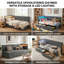 EU & UK Single & Double Linen Daybed with LED & USB Charging, L-Shaped Headboard & Side Drawers, Beige/Grey, 90/140x190/200cm-1168763113-1170584603