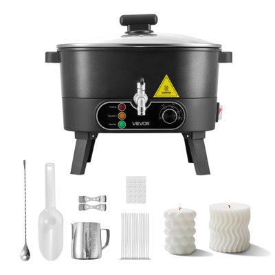 Fondoir à cire pour la fabrication de bougies, chauffage rapide et uniforme de 6,3 pte, avec bec verseur facile et contrôle de la température, base rainurée pour antiadhésif et écoulement doux, pot de fusion de cire pour faire des savons de bougies