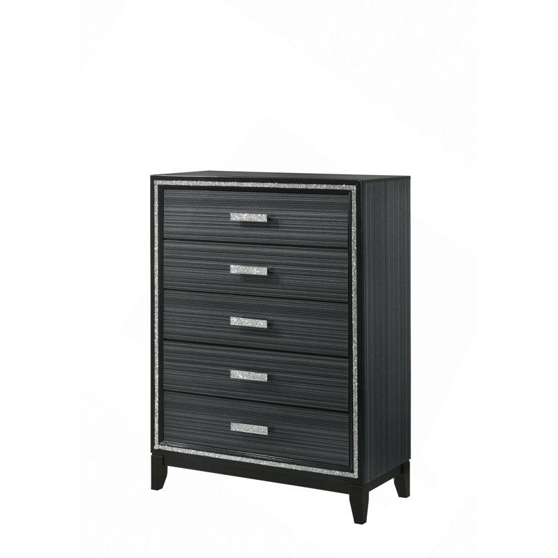 Commode à tiroirs, commode vieillie Haiden, Noir