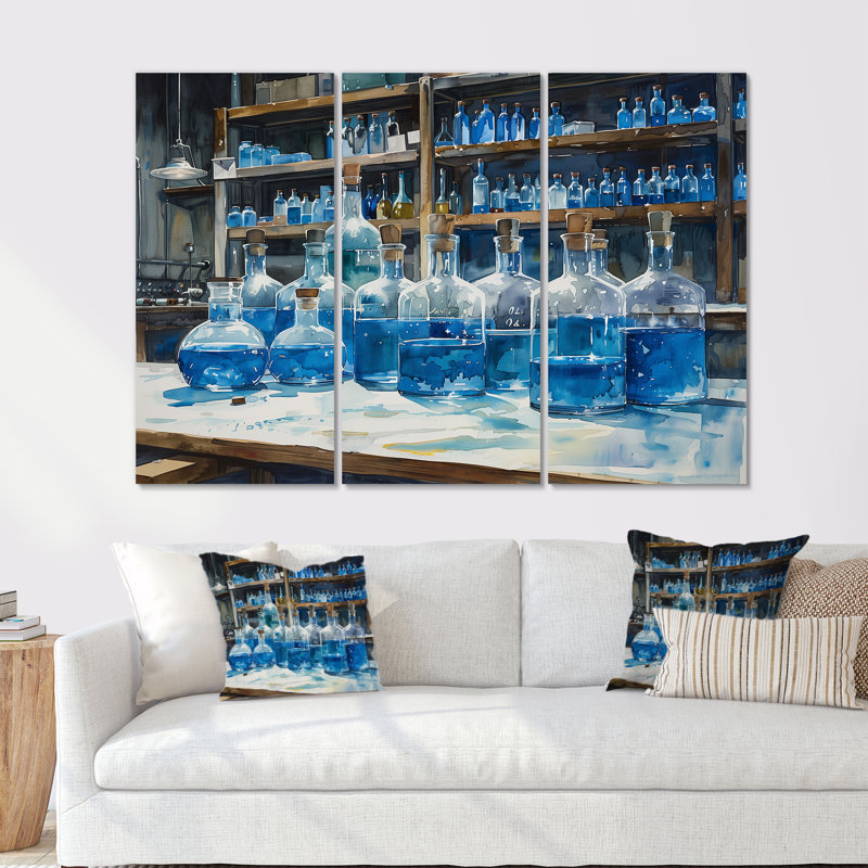 Laboratoire chimique, ensemble d'art mural, Canevas, H 32 po x l 48 po x P 1 po