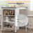  3-Piece Transitional Style Small Dining Room Set With Adjustable Storage Shelves, 35'' W Counter Height Dining Table Set With 2 PU Upholstered Chairs For Small Space, Breakfast Nook, Living Room And Study Room-1988206275