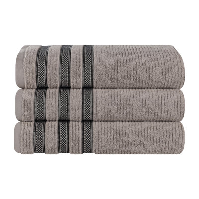 3-Piece Geometric Zero-Twist Cotton Towel Set