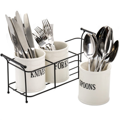 Ceramic / Porcelain Rectangle Flatware Caddy