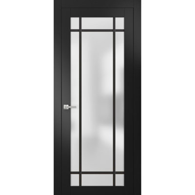 Poignées de porte françaises solides pré-suspendues | Verre givré Planum 2112 | Poignée simple à panneau régulier | Portes de salle de bain robustes