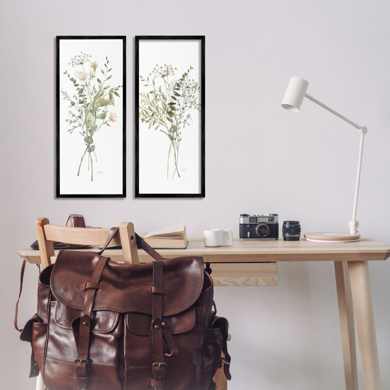 "Watercolor Style Wildflower Bundles", ensemble de 2 impressions encadrées, par Livi Finn, H 24 po x l 20 po