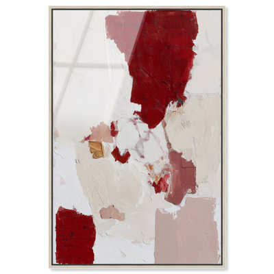 "Impasto Red I", impression murale encadrée par Art Remedy, cadre argenté, 24 x 36