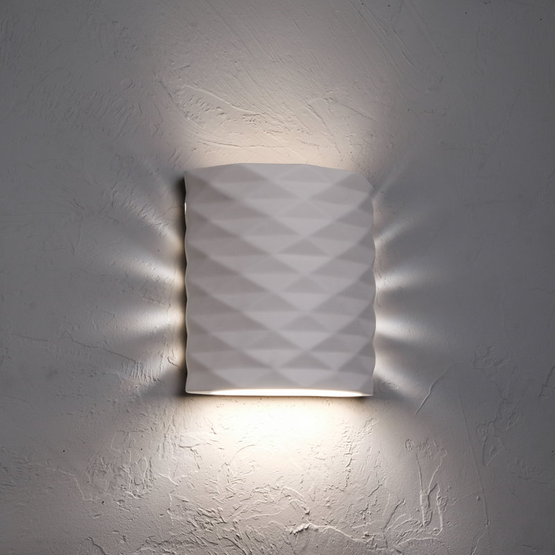 Charleus 9.75" High Ceramic Outdoor Wall Light, LED Bulb Included, White Bisque