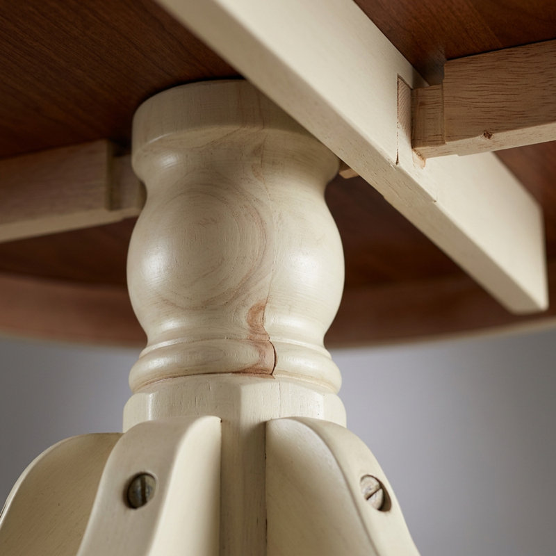 Ensemble de salle à manger rond 5 pièces en placage de bois d'hévéa couleur cerisier babeurre, comprenant 4 chaises