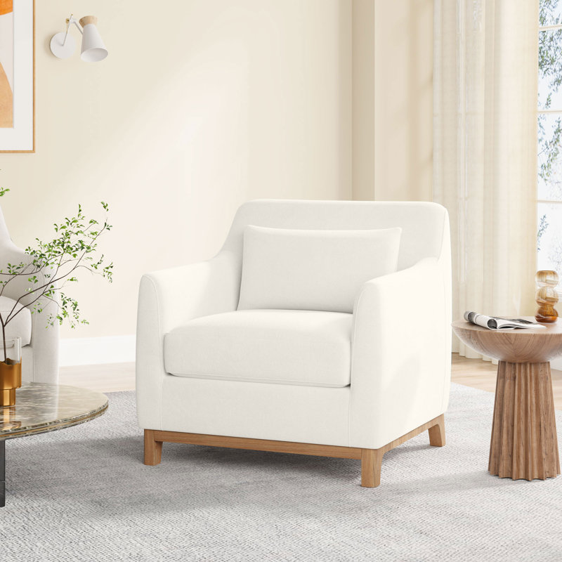 Brizia 31.65" Wide Armchair, Accent Chair, Beige Velvet