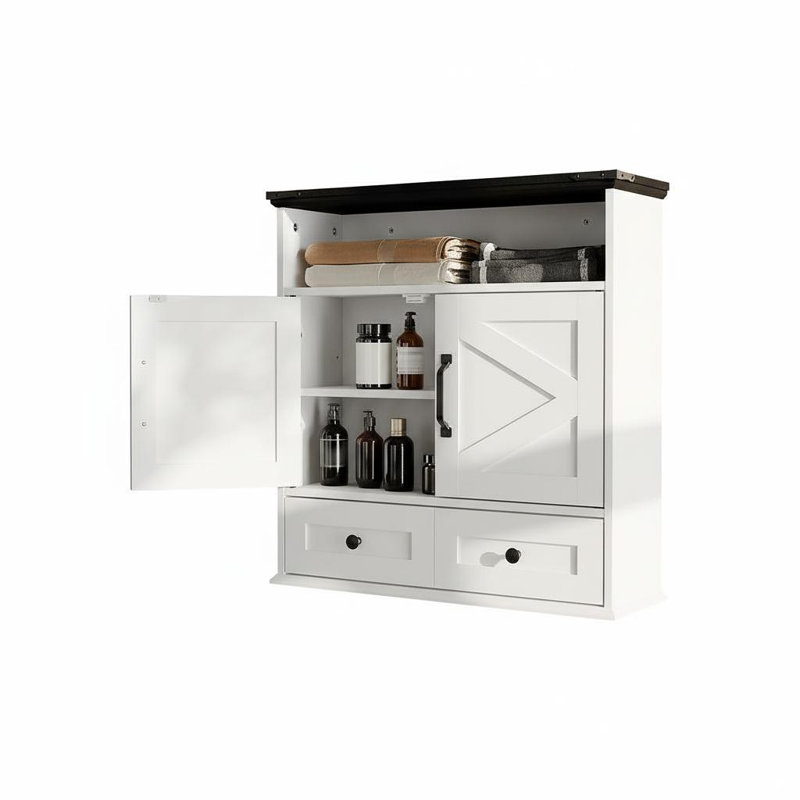 Wall-Mounted Storage with Farmhouse Style for Bathroom, Kitchen, Laundry & Entryway