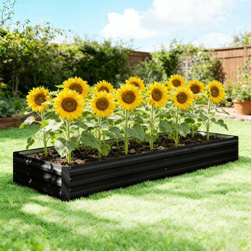 Flowers Box,Succulents Box,Raised Garden Bed, 11.8" H x 95" W x 35.8" D, Black