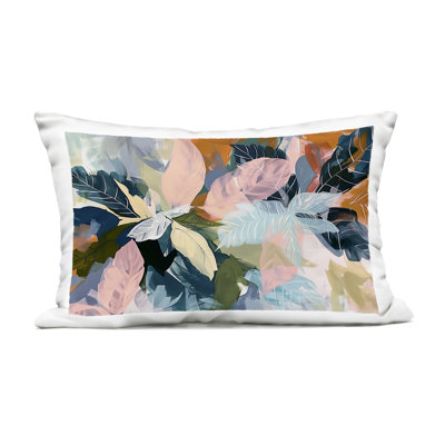 Bright Tropical Oasis Leaves Outdoor Printed Pillow design by Elara Yasna