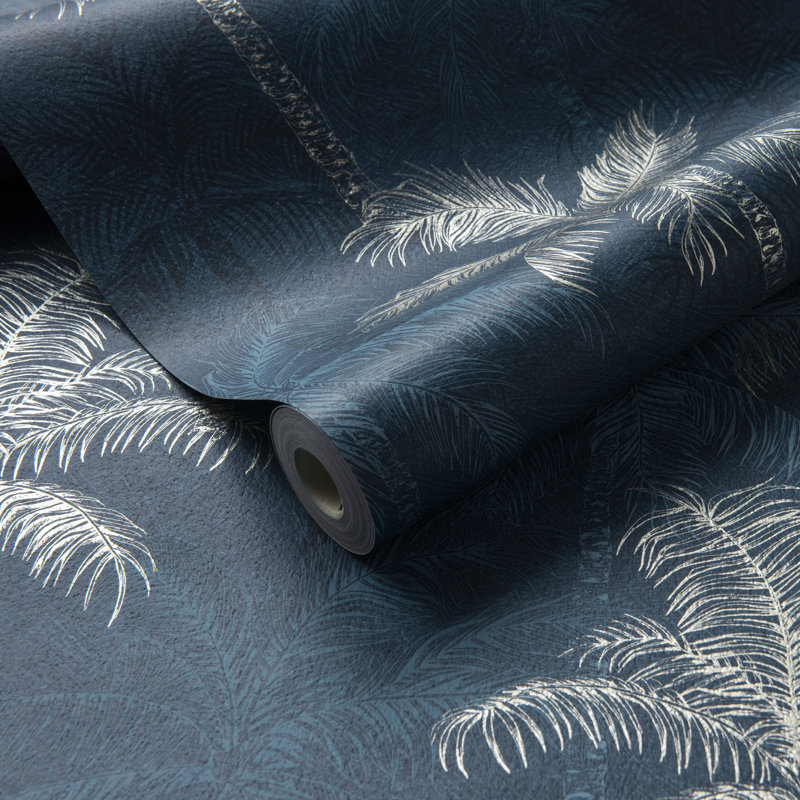 Jane x Clarke and Clarke Palmyra 10.05m x 52cm Metallic Wallpaper Roll, Midnight