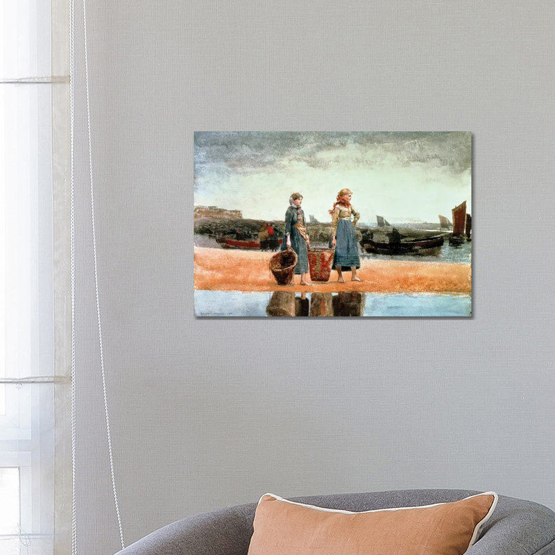 Two Girls on the Beach, Tynemouth, 1891 by Winslow Homer - 1 Piece Wrapped Canvas Wall Art
