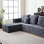 Canapé modulaire à assise profonde en velours côtelé, aspect nuage avec 6 sièges et porte-gobelets, gris, moderne, sans assemblage-626696490-626696491-626696489