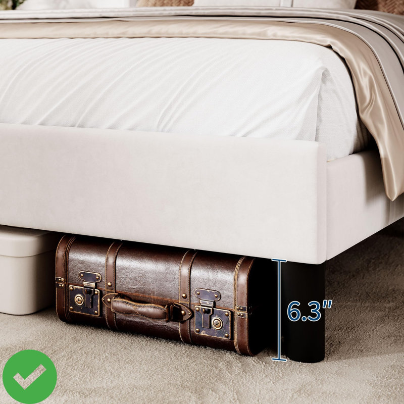 Lit plateforme tapissier blanc grand format, Double
