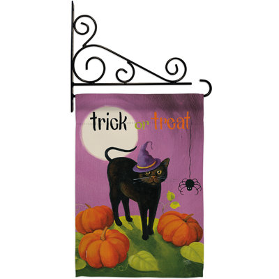Chat d’halloween à 2 faces en polyester 19 x 13 po ensemble de drapeaux
