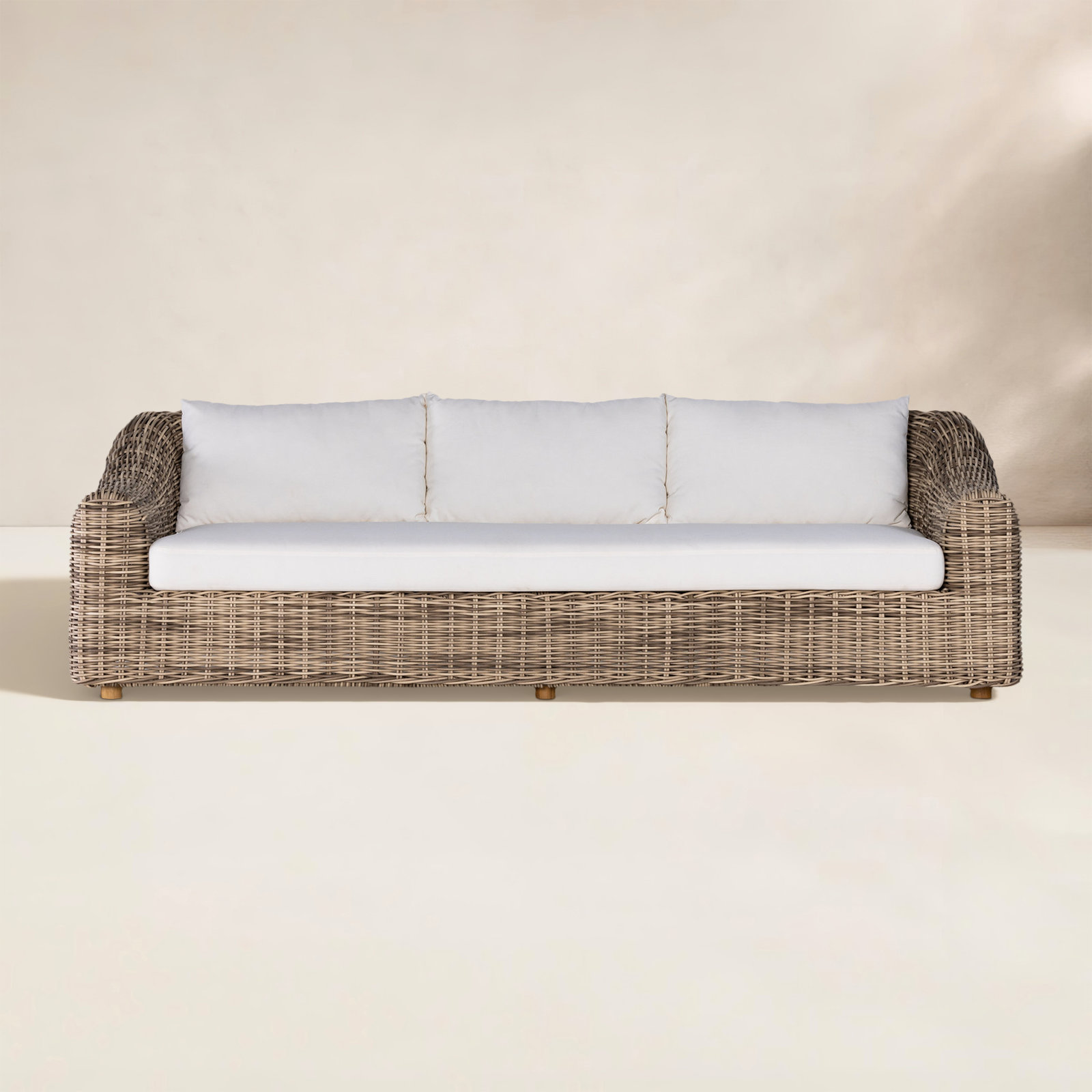 Azlynne 106'' Wide Patio Sofa with Cushions, Brown