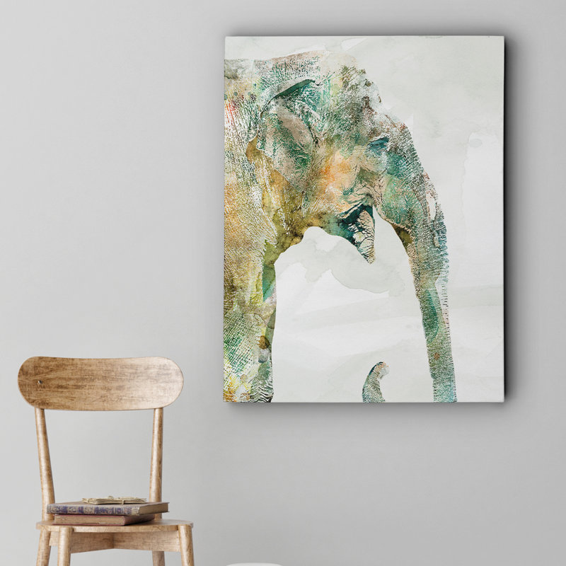« africain éléphant », reproduction sur toile tendue, H 40 po x l 30 po x P 1,5 po