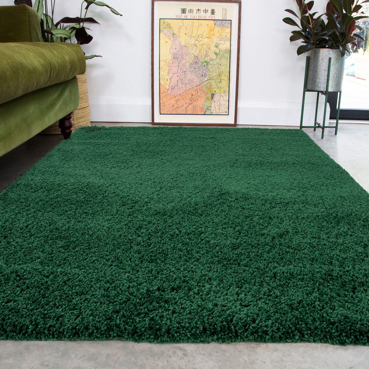 Kukoon Durable Super Soft Shaggy Dark Green Rug Wayfair.co.uk