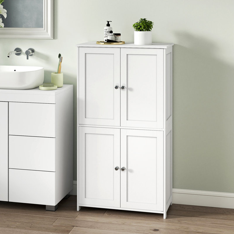 Armoire autoportante 4 portes avec tablettes réglables Burnham, Blanc