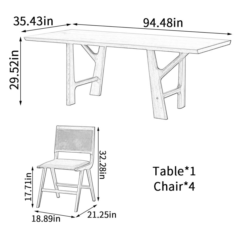 Table de salle à manger Creative Branch, H 29,52 po x L 94,48 po x l 35,43 po