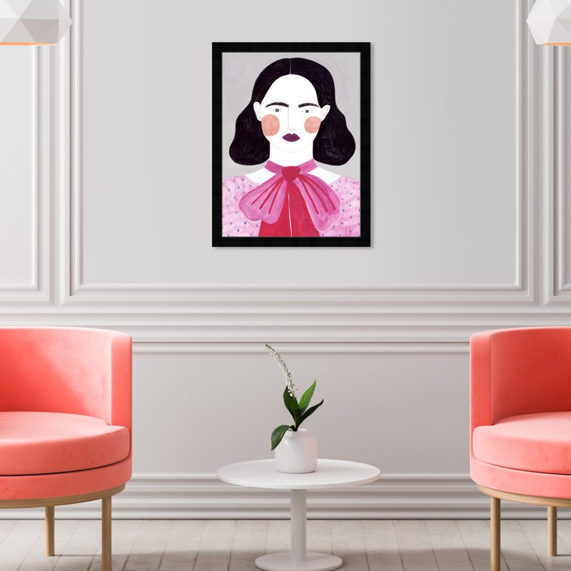 «Lady in Pink» par Oliver Gal - impression encadrée, Cadre noir, H 22 po x l 18 po