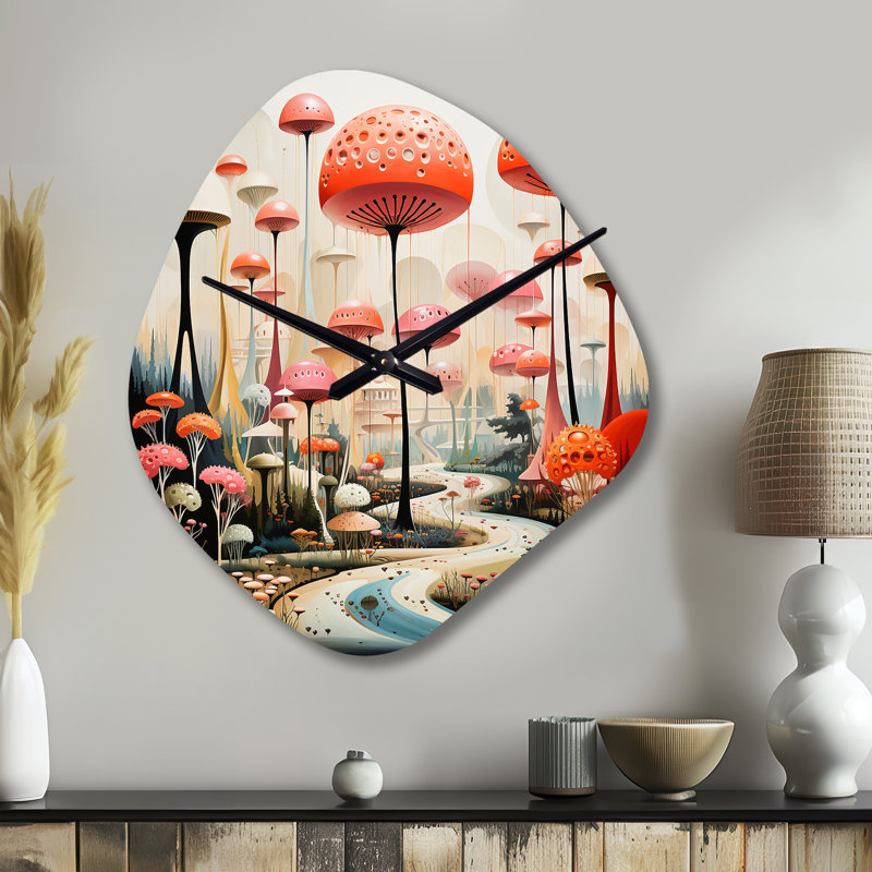 Horloge murale asymétrique en métal colorée Mid-Century Mid-Century, Petit