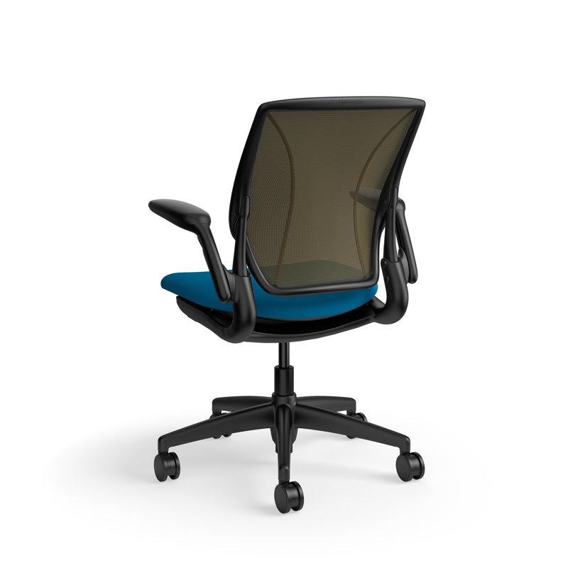 Fauteuil de travail ergonomique avec dossier Caraway World ML et siège rembourré Corde 4, Brun / bleu paon, Noir