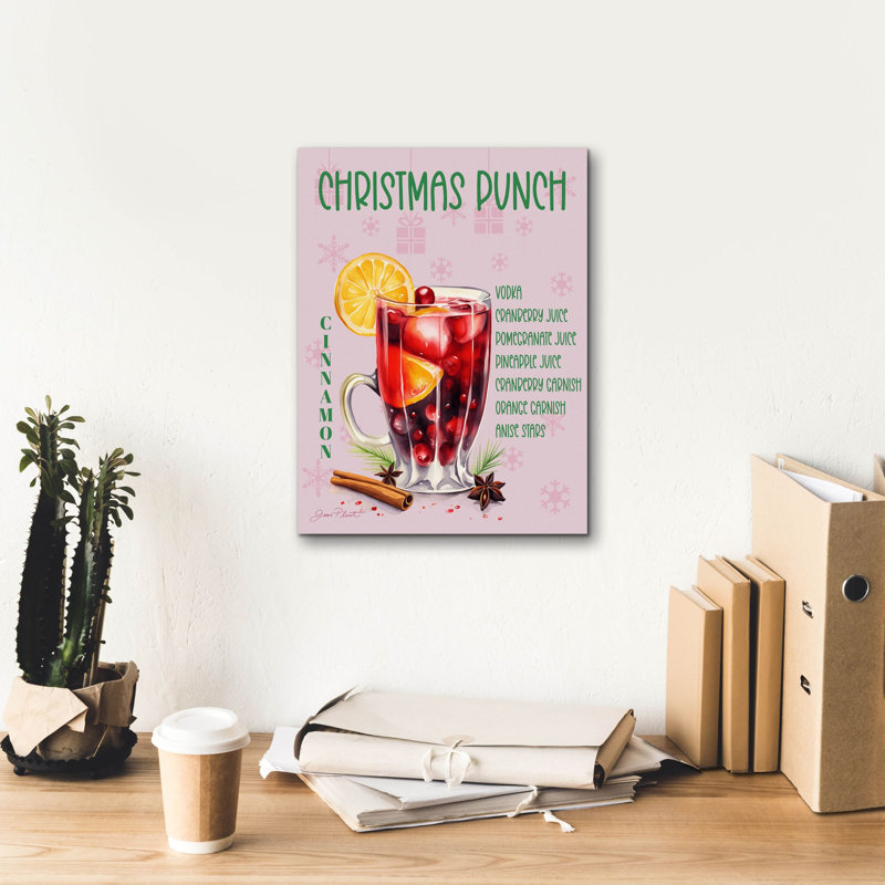  «Holiday Drinks C» par Jean Plout, art mural sur toile, 12 po x 16 po