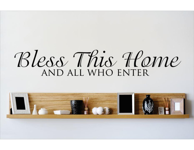 Décalcomanie murale "bless this home", H 10 po x l 40 po x P 0,16 po, Noir