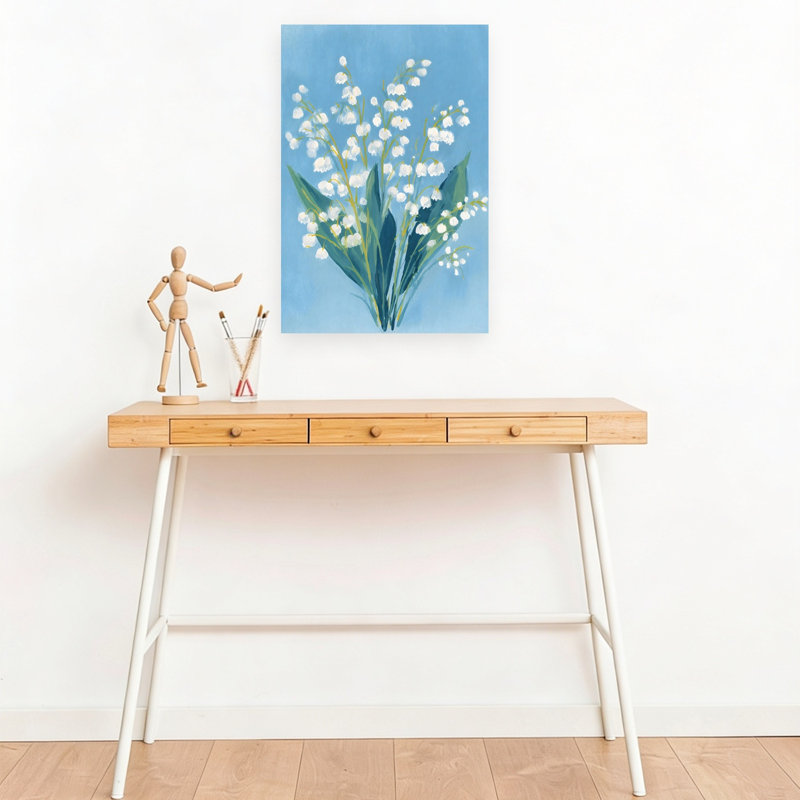 Florals On Blue VI, 18" H x 12" W