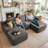 106" Modular L-shaped Sectional Sofa With Ottoman, No-assembly Cloud Couch, Boneless Design For Modern Living-116240542-116240537