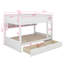 Lit double superposé au dessus d'un lit double avec 2 tiroirs, lit superposé en bois avec armoires de rangement et lumières DEL, aucun sommier nécessaire-500909285