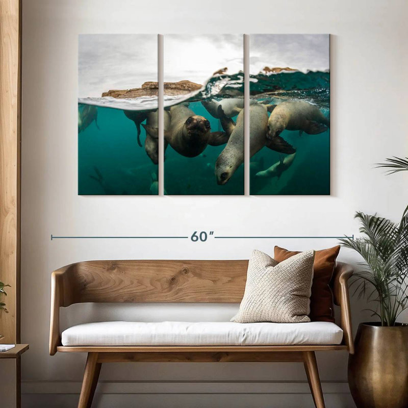 Brampt Swimming Sea Lions, 32" H x 50" W