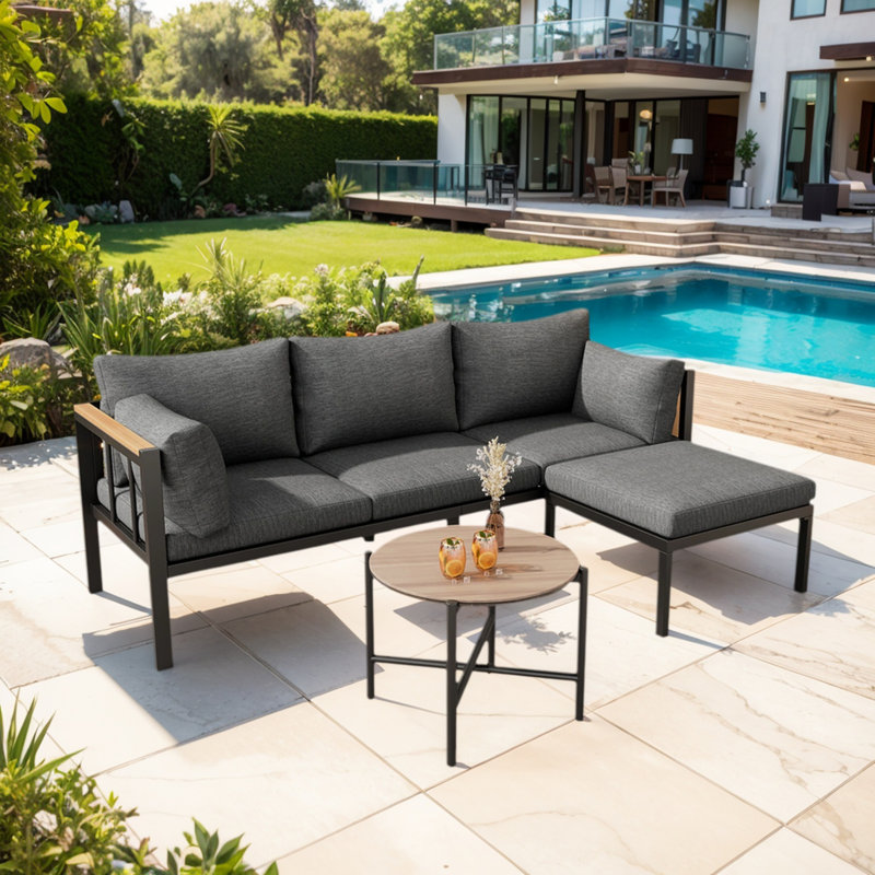 182.5cm Wide Straight Metal Patio Sectional Set
