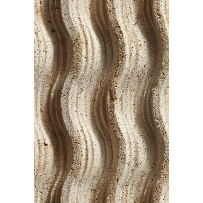Décoration murale abstrait en relief à motif de vagues abstraites pierre beige, Texturé non collé